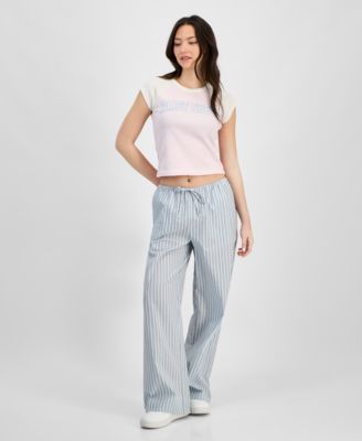 Self Esteem - Juniors' Seersucker Drawstring Pajama Pants