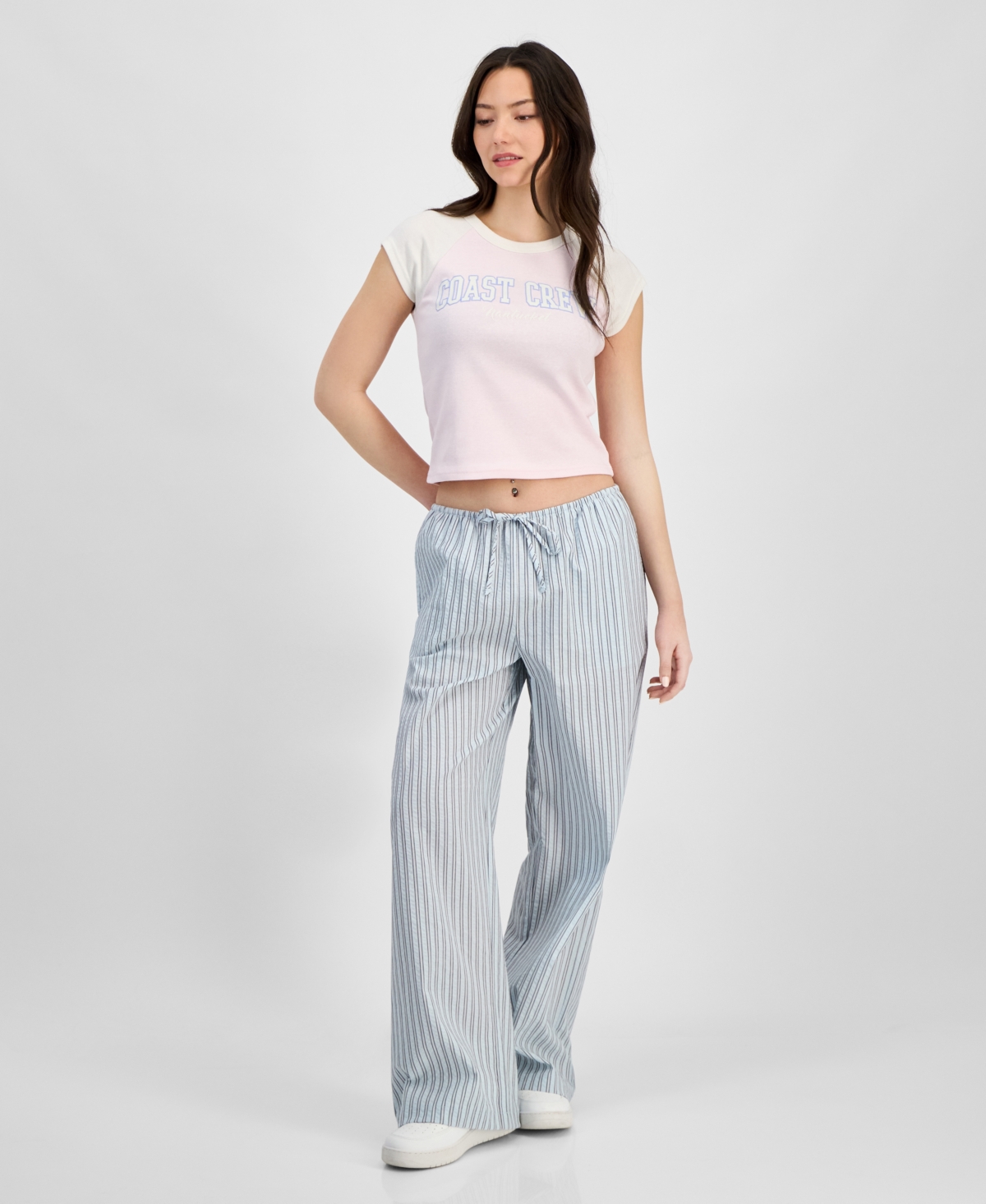Self Esteem Juniors' Seersucker Drawstring Lounge Pants In Baby Blue