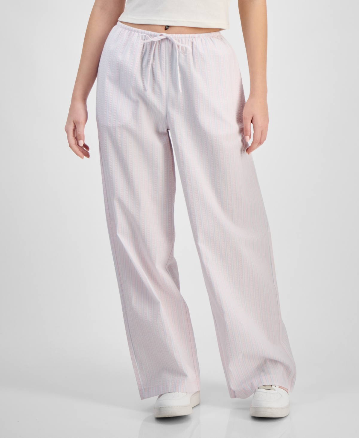 Juniors' Seersucker Drawstring Lounge Pants - Tender Touch