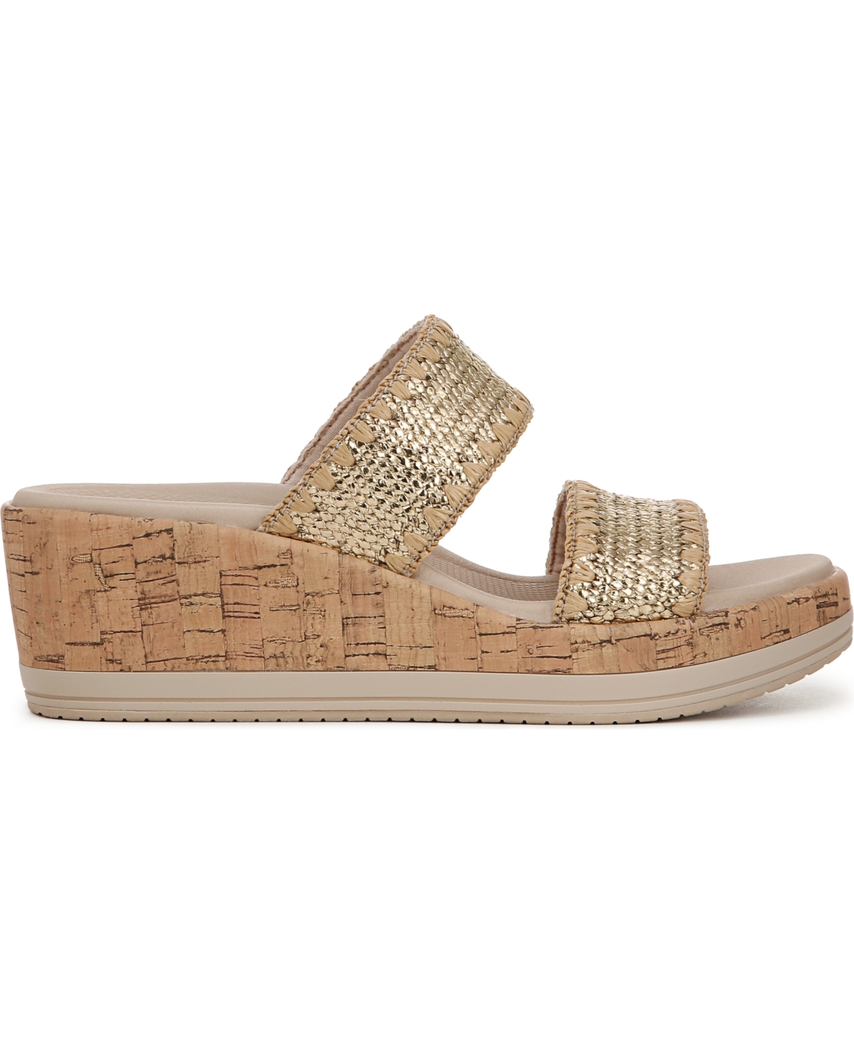 Bzees Resort Sandal In Gold Stretch Raffia Fabric