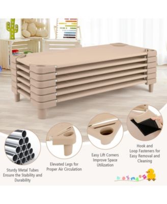 Kids Stackable Daycare Cot Pack of 6 with Detachable Oxford Cloth
