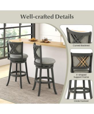 Swivel Bar Stools Set of 2 with Soft-padded Back and Seat-L