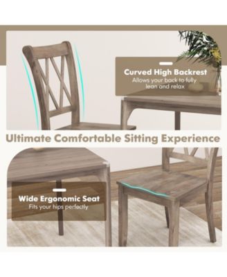 Set of 2 Wooden Dining Chairs Mid Century Farmhouse Retro Kitchen Chairs