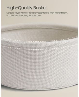 Small Round Side End Table, Modern Nightstand with Fabric Basket