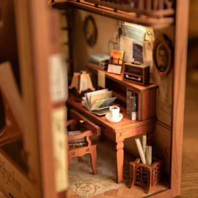 DIY Book Nook Kit, Bookshelf Insert Decor DIY Miniature Music House Dollhouse Kit for Adults and Teens, Booknook Model Build Creativity Gift Kit with LED Light (The Secret Rhythm