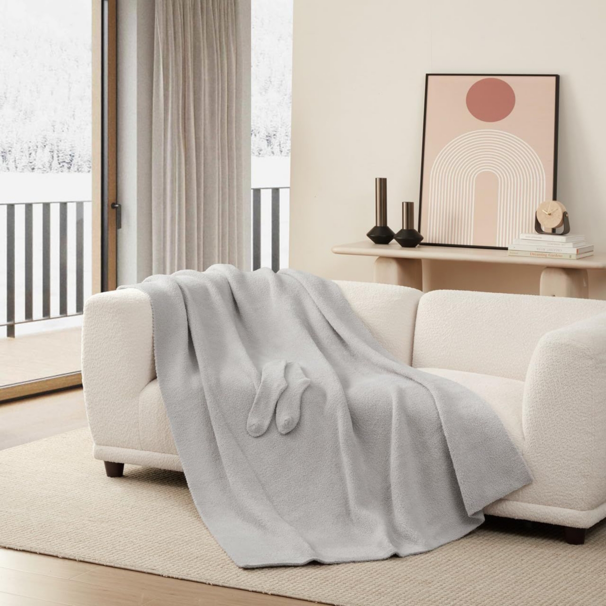 Cozy Potato - Coma Inducer Blanket with Socks - Wind Chime Gray