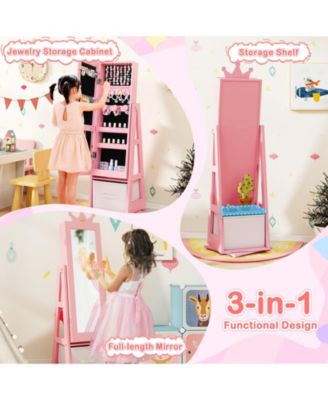 Kids Jewelry Armoire Cabinet with Large Storage Capacity and Swivel Base