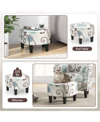 Modern Accent Tub Chair and Ottoman Set with Fabric Upholstered