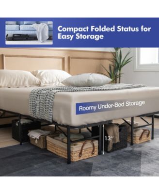 King Size Folding Steel Platform Bed Frame for Kids and Adults-King Size