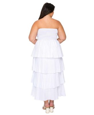 Plus Size Eleni Strapless Pleated Tiered Dress