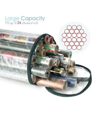 Premium Holiday Gift Wrapping Paper Storage Organizer Bag - Fits Up To 14 Rolls of 40”