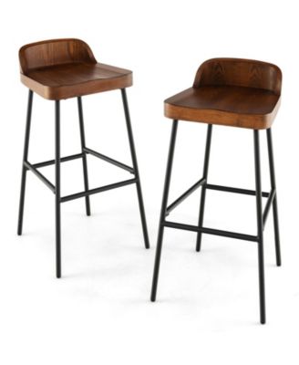 Set of 1/2 29 Inch Industrial Bar Stools with Low Back and Footrests-Set of 2