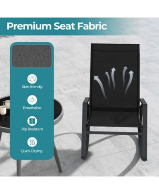 2 Pieces Patio Rocking Chairs Outdoor Sling Fabric Rockers with Ergonomic Backrest and Seat