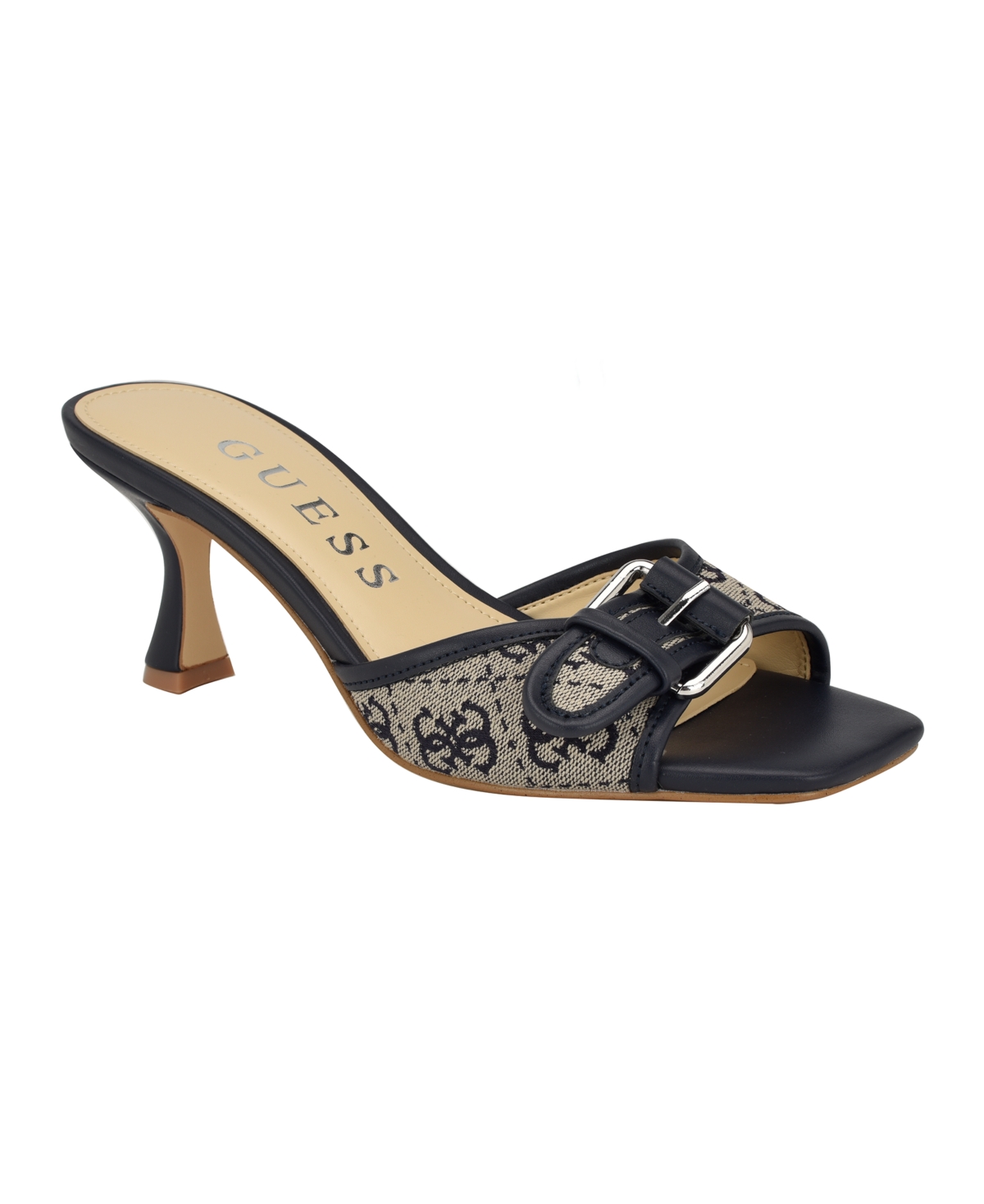 GUESS WOMEN'S DISTA BUCKLE KITTEN HEEL SANDALS 