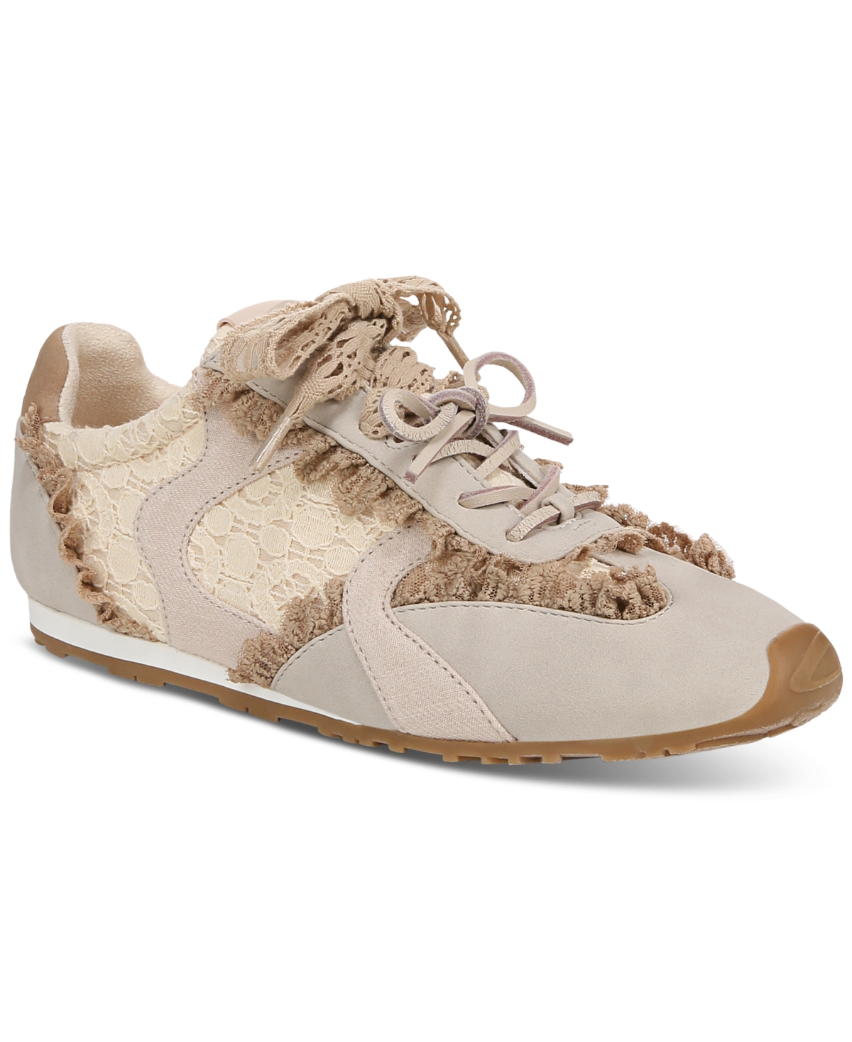 Nash Lace-Up Ruffle Lace Sneakers - Vanilla Bean Lace Multi