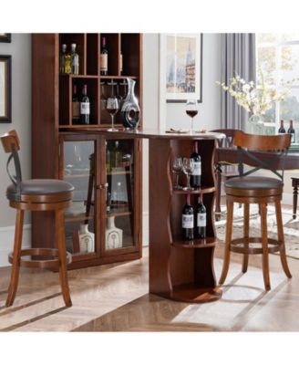 Set of 2 Bar Stools 360-Degree Swivel Dining Bar Chairs with Rubber Wood Legs-29.5 inch