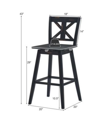 Set of 2 360-Degree Swivel Bar Stools for Home Restaurant