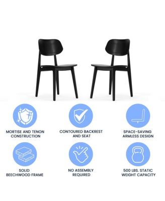  Gentry Set Of 2 Solid Wood Dining Chairs With Curved Oval Backrests