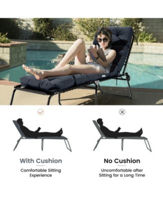 Outdoor Lounge Chaise Cushion with String Ties for Garden Poolside 73" x 22" x 4"