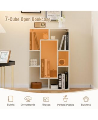 24" 7-Cube Geometric Bookshelf Modern Decorative Open Bookcase