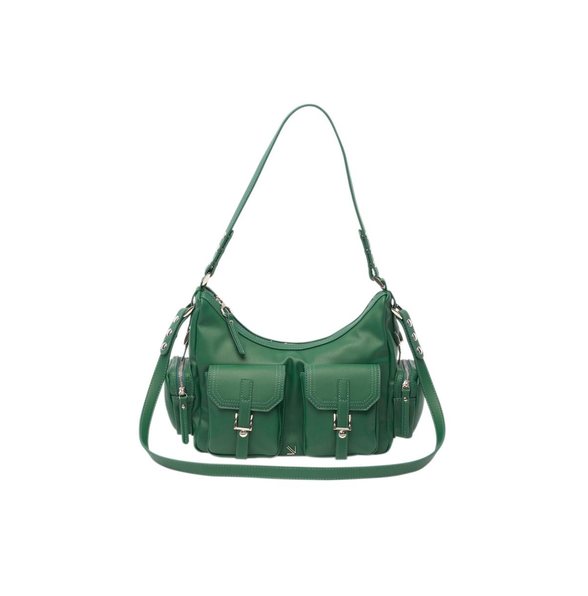 Assembled Faux Leather Crossbody Bag - Green