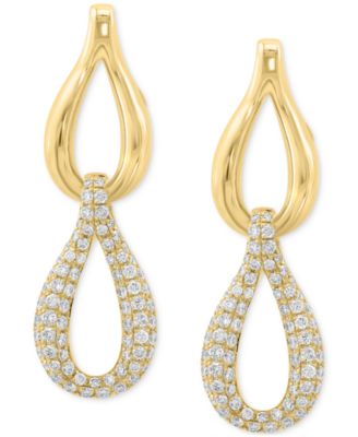 EFFY&reg; Diamond Double Teardrop Earrings (1-3/8 ct. t.w.) in 14k Gold