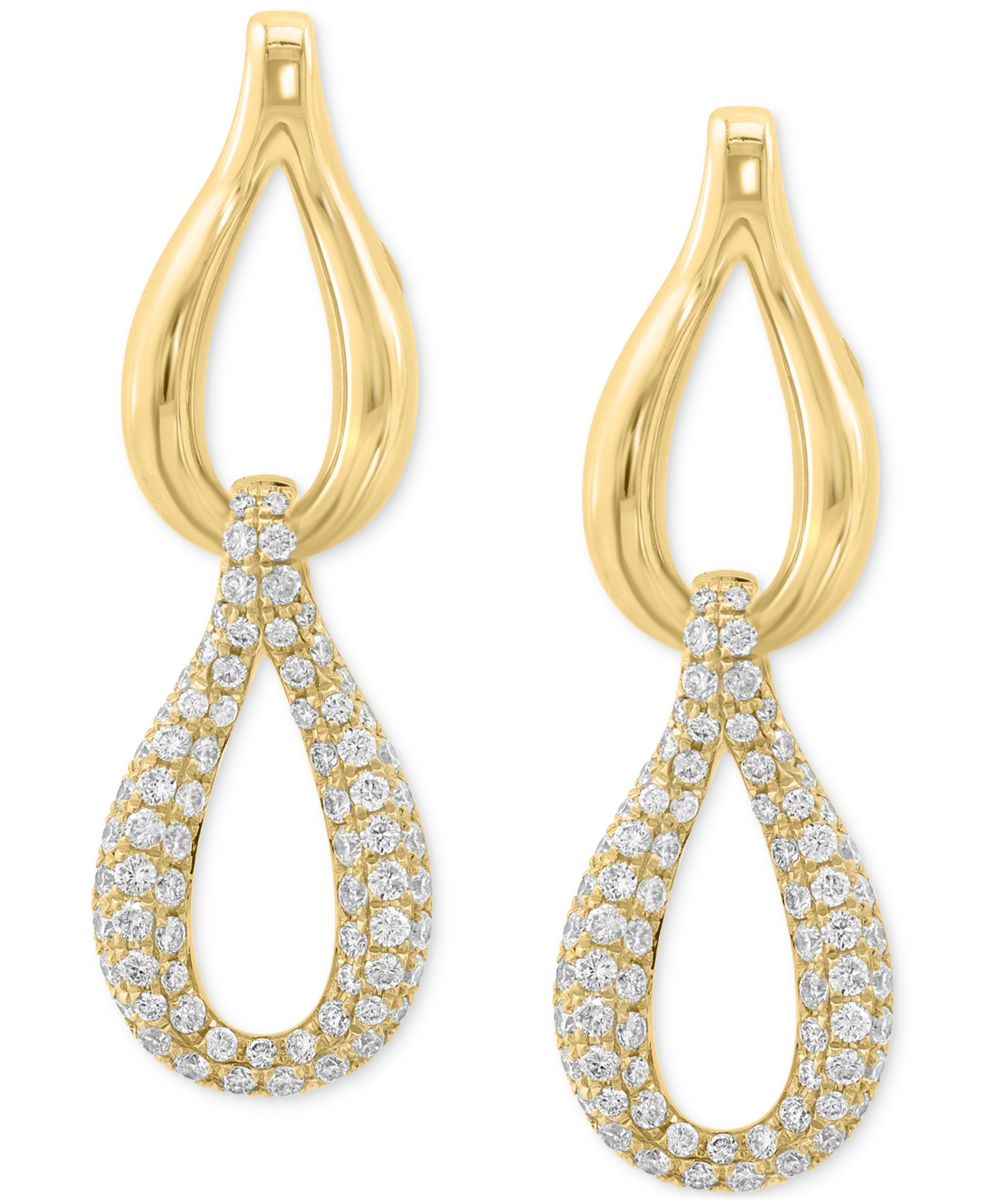 Effy Collection Diamond Double Teardrop Earrings (1-3/8 Ct. T.w.) In 14k Gold In Gold