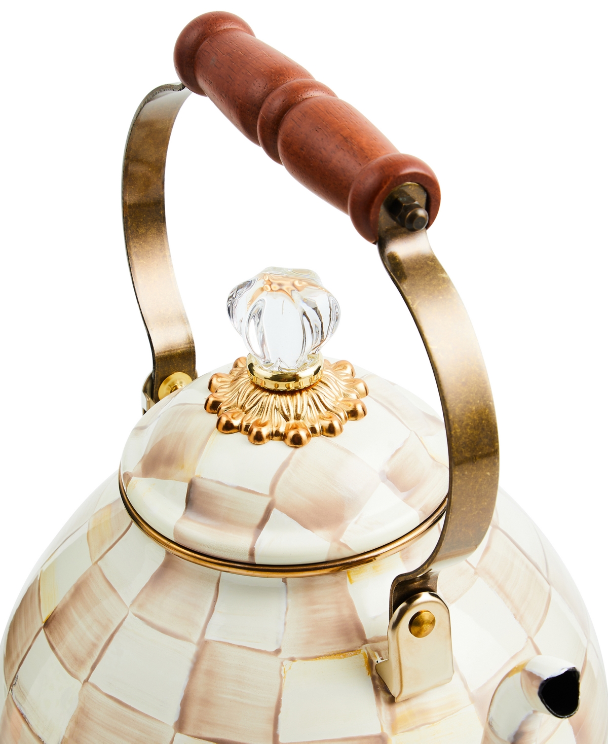 Mackenzie-childs Mocha Check 3-qt. Tea Kettle In Mocha