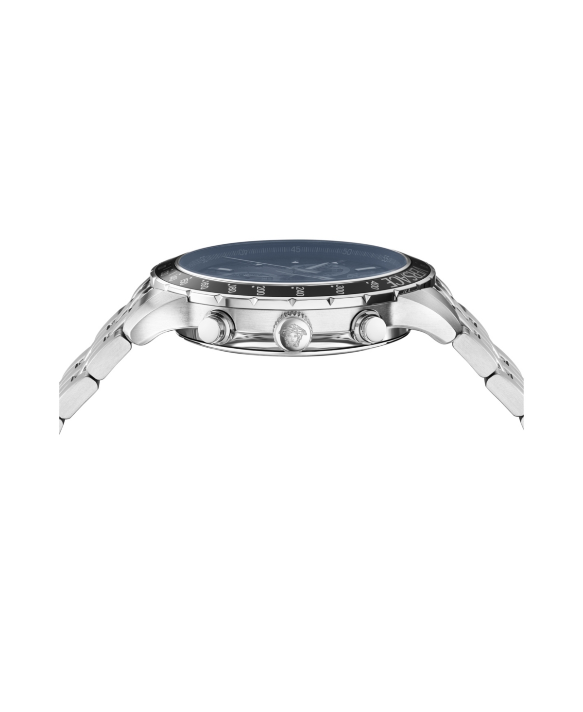Versace Men's Sport Chrono Silver Stainless Steel Bracelet Watch, 44mm In Silver,blue