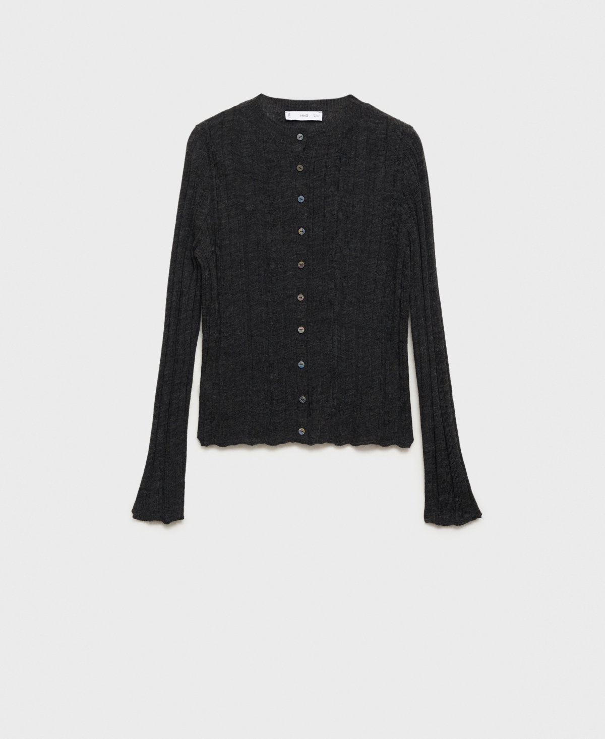 Shop Mango Women's Button Knit Cardigan In Dark Heather Gray