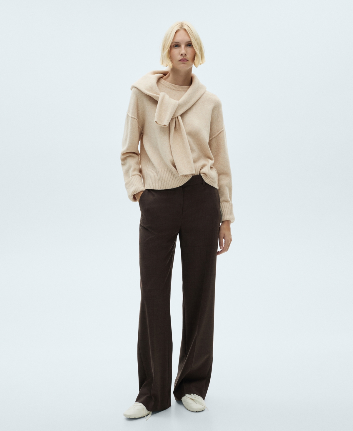 Mango Women's Rolled-up Sleeves Sweater In Ecru