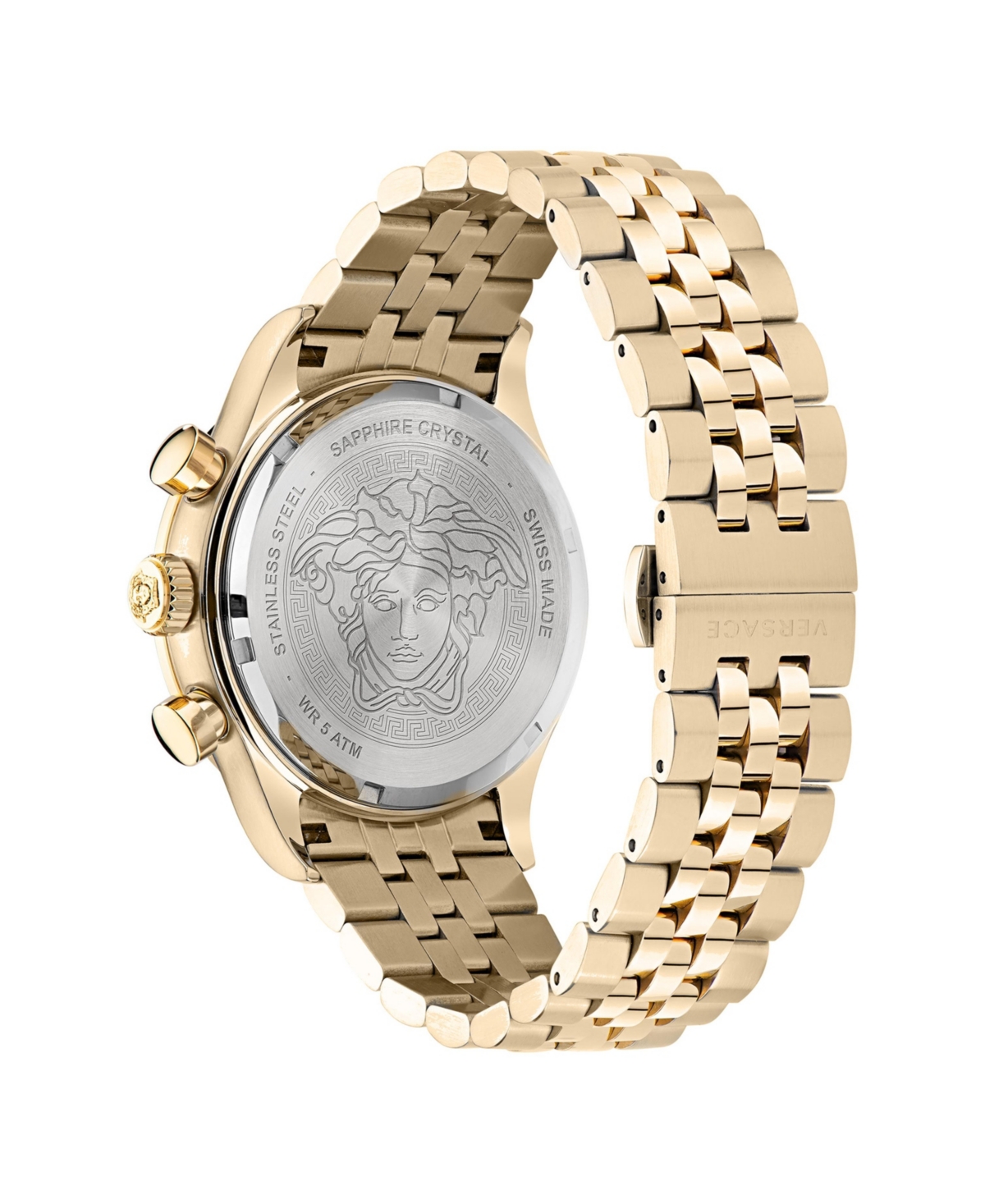 Versace Men's Hellenyium Ip Yellow Gold Stainless Steel Bracelet Watch, 44mm In Gold,white