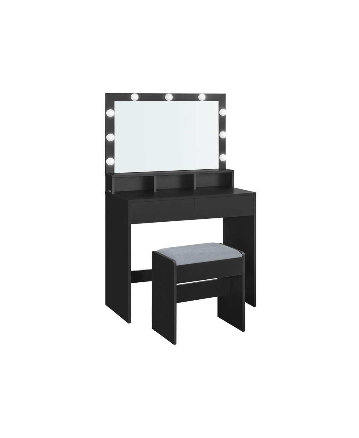 Slickblue Vanity Desk with Mirror and Lights, Makeup Vanity with Upholstered Vanity Stool