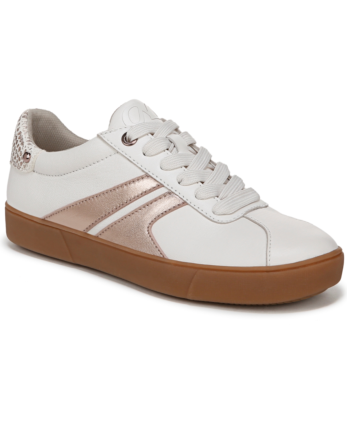 Shop Naturalizer Women's Medina Round Toe Lace Up Sneakers In Warm White,rose Gold Leather