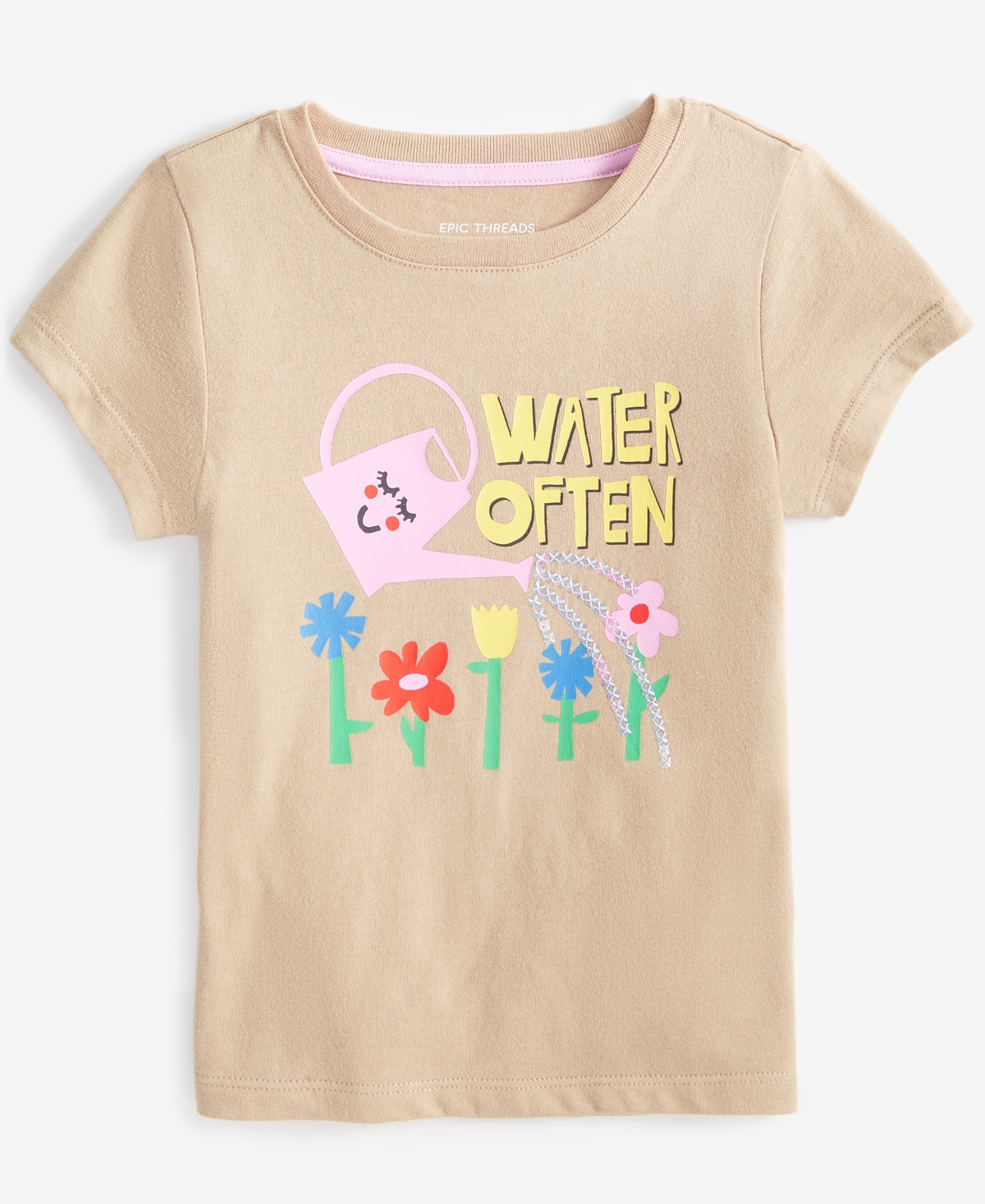 Epic Threads Toddler Girl Water Often Graphic T-shirt, Exclusively At Macy's In Travertine