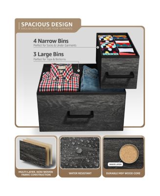 Dresser with 7 Drawers - Storage Chest Organizer with Steel Frame, Wood Top, Handles, Fabric Bins