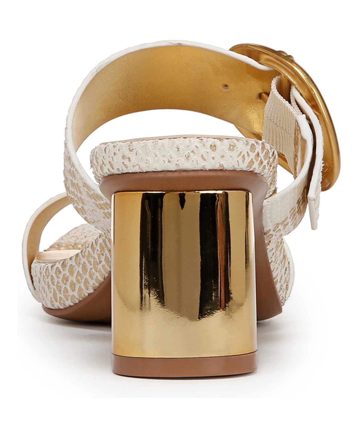 Shop Naturalizer Women's Ida Square Open Toe Slide Dress Sandals In White,gold Snake Embossed Leather