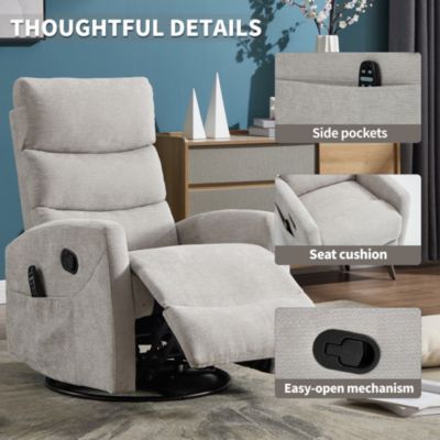 Massage Recliner - 360° Swivel & Heat Rocking Chair