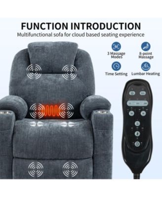 Up to 350 LBS Chenille Power Lift Recliner Chair, with Massage and Heating