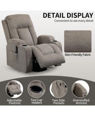  Up to 350 lbs Capacity  Chenille or Faux Leather Power Lift, Massage & Heating, USB Port, Cup Holders Recliner Chair