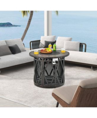 32 Inch 30000BTU Fire Pit Table with Fire Glasses and PVC Cover