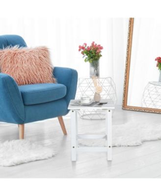 15 Inch Patio Square Wooden Slat End Side Table for Garden