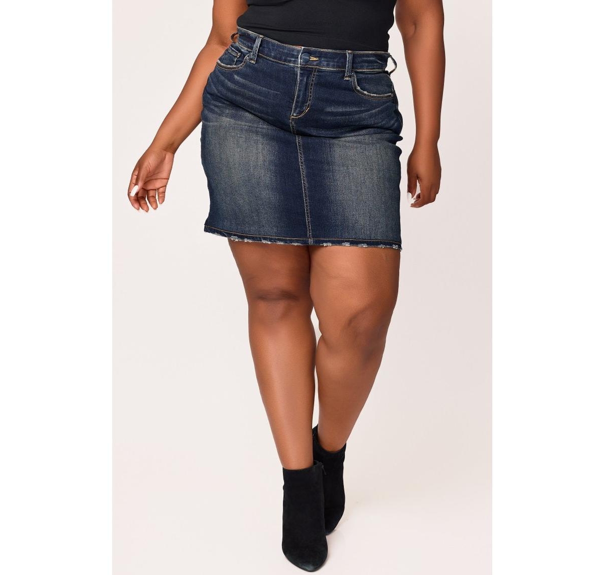 Plus Size Denim Skirt - Roselyn