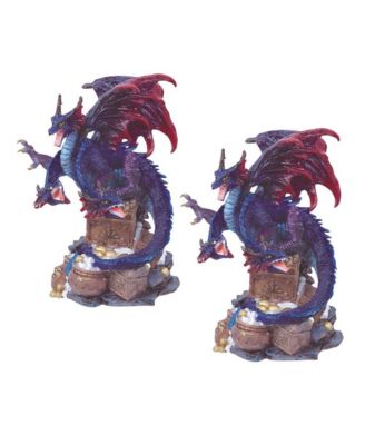 FC Design "2-PC Gift Set" 4"H Three-Headed Purple Dragon Guarding ...