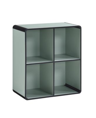 Dothan Wood 4-Cubed Open Bookcase - Storage Shelf Organizer Bookshelf