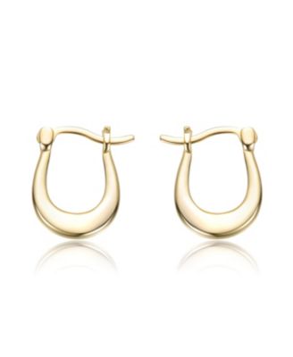 Sterling Silver 14K Gold Plated Saddleback Hoop Earrings