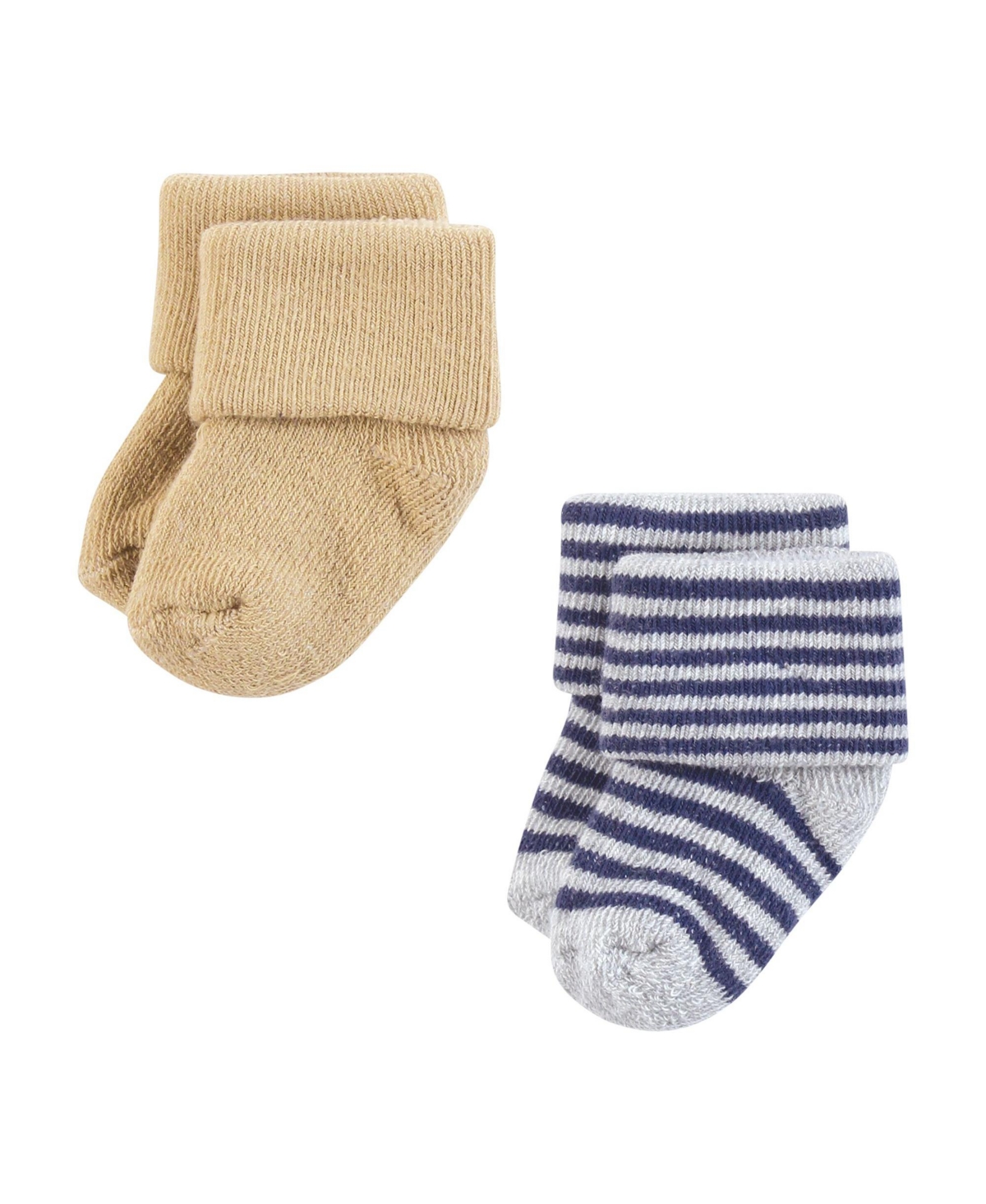 Hudson Baby Baby Boys Hudson Cotton Rich Newborn and Terry Socks, Months - Blue brown stripes