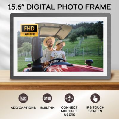 15.6” Smart Digital Photo Frame with Wi-Fi, 2GB Ram + 16GB Built-in Storage, Micro SD Support, Touchscreen Display