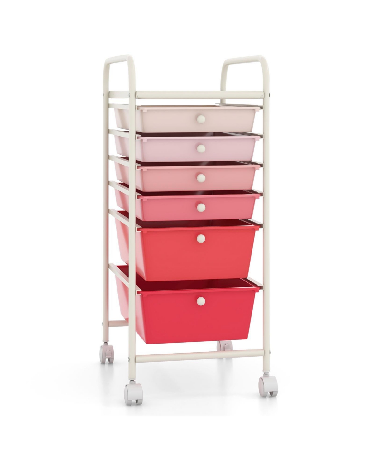 6 Drawers Rolling Storage Cart Organizer - Pink