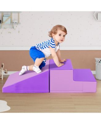 2-Piece Step and Slide Climber for Infants and Toddlers Baby Soft Play Set Foam Blocks